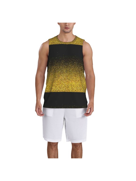 Gold Glitter Gradient print basketball shirt for both men and women, a unisex basketball jersey perfect for theme parties-Large