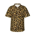 thumbnail image 1 of Xecao Gold Glitter Leopard print Hawaiian shirt - a stylish short-sleeve button-down for men, perfect for casual beach and tropical outings., 1 of 9