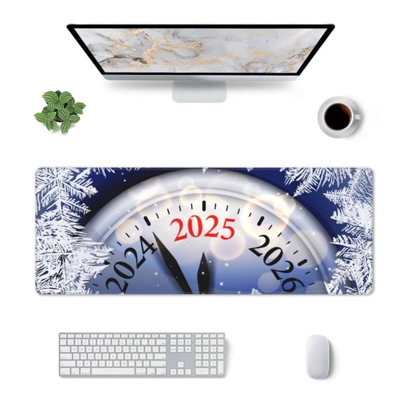 Xecao Gold Glitter Shining In Light With 2025 for Mouse Pad - Waterproof Extended Contour Mouse Mat, Large Gaming Mousepad Laptop Keyboard Mat with Non-Slip Rubber Base