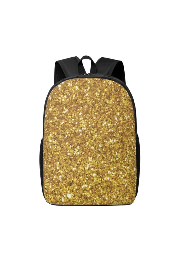 Gold Glitter print Travel Backpack, Large Computer Backpack for Men Women, College School Rucksack Book Bag