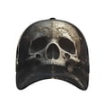 thumbnail image 1 of Xecao Gold Pattern Skull for Baseball Cap: Unisex, crafted from classic polyester twill fabric, featuring a soft unconstructed design, 1 of 5