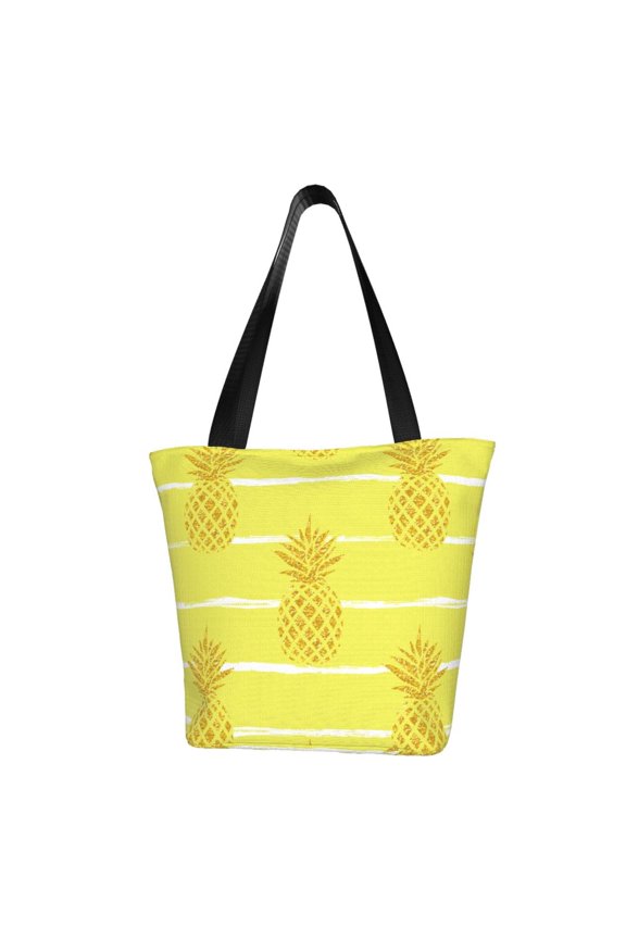 Gold Pineapple for Tote Bag for Women -Tote Shoulder Bag with A Little Pocket Inside, Perfect for Travel and Work.