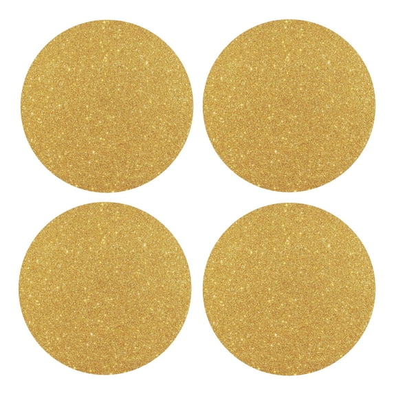 Xecao Gold Shiny for MDF Cork Coaster 4 Pcs,Drink Coasters,Suit for House Warming Gifts New Home ,Coffee Table Decor-Round Shape
