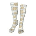 thumbnail image 1 of Xecao Gold Snowflake Print Calf Socks Seamless Toe, Knee High Long Socks, Sports Socks Trouser Socks for Women and Men-One Size, 1 of 8