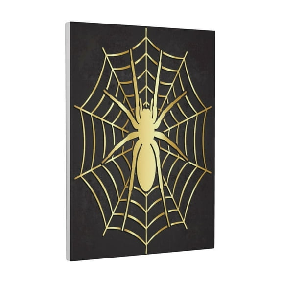 Xecao Gold Spider On The Web for Ready-to-Hang Canvas Art 12x16 Inches - Waterproof HD Print Solid Wood Frame for Gifting,Vertical