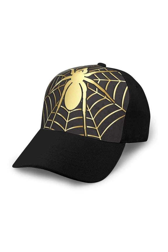 Gold Spider On The Web print unisex vintage washed baseball cap, a soft and adjustable hat perfect for any casual style.