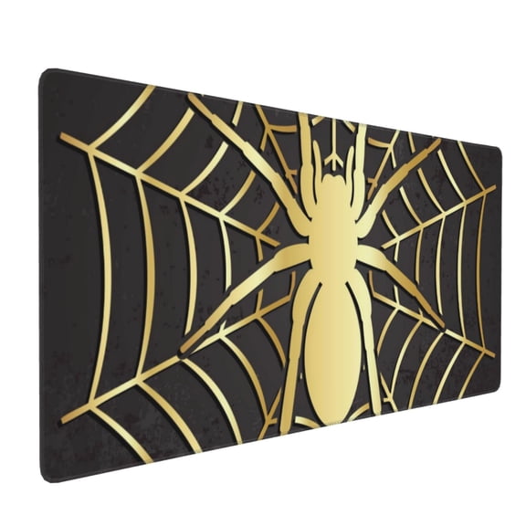 Xecao Gold Spider On The Web Print Large Mouse Pad, 16x35.5in Mousepad, Professional Non-Slip Rubber Base Big Mouse Pad, Mouse Pad for Gaming & Office Full Desk Mouse Pad