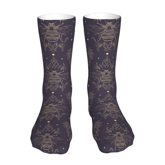 Xecao Golden Bumblebee Print Fashion No Heel Casual Crew Socks Cushioned Breathable for Men Women - Moisture wicking,Not easy to fade Suitable for daily