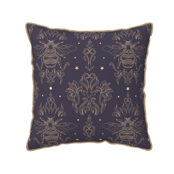 Xecao Golden Bumblebee Print Soft Velvet Decorative Throw Pillow Covers, Square Cushion Cases for Bed, Sofa, Living Room, Car, and Indoor Outdoor Use-16"x16"