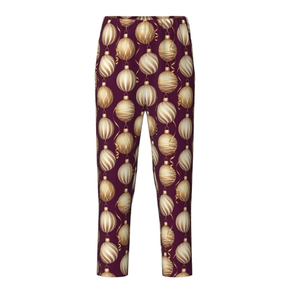 Xecao Golden Christmas Balls Print Teenagers' Pajama Pants Long Sleep Pants Soft Elastic Waist Pajama Bottoms Elastic waist with 2 Pockets 5-16 Years-XS(5-6)