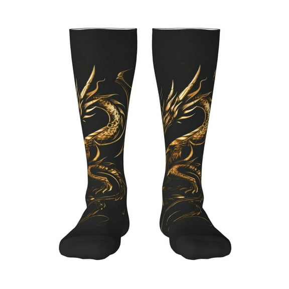 Xecao Golden Dragon Tattoo Art Print Compression Socks for Both Men And Women for Running, Travel, Flight, Nurse