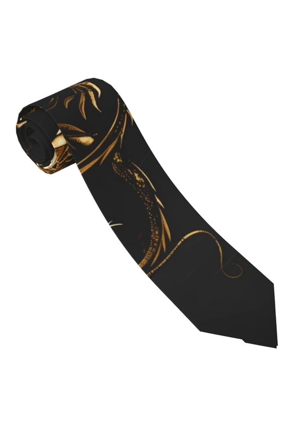 Golden Dragon Tattoo Art Print Tie For Men Necktie Woven Jacquard Neck Ties,Classic Men's Tie
