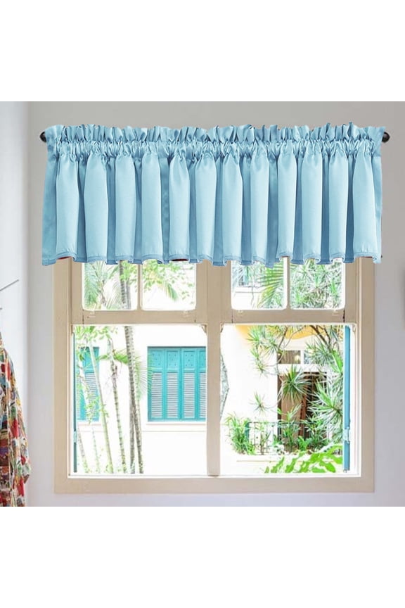 Window Valance 18"x54" Solid Color Short Curtain Rod Pocket Decorative Light Blocking Valance for Kitchen Living Room Bedroom Farmhouse Decor