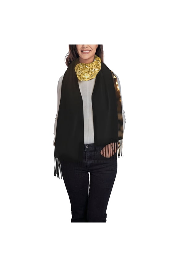 Golden Glitter And Light Pattern Womens Winter Scarf Fall Scarf Oversized Large Scarf for Women Warm Shawl Wrap