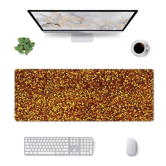 Xecao Golden Glitter for Mouse Pad - Waterproof Extended Contour Mouse Mat, Large Gaming Mousepad Laptop Keyboard Mat with Non-Slip Rubber Base