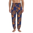 thumbnail image 1 of Xecao Golden Maple on Navy Blue Print Active Tech Joggers for Men, Mens Sweatpants Lounge Pants with Pockets-Large, 1 of 5