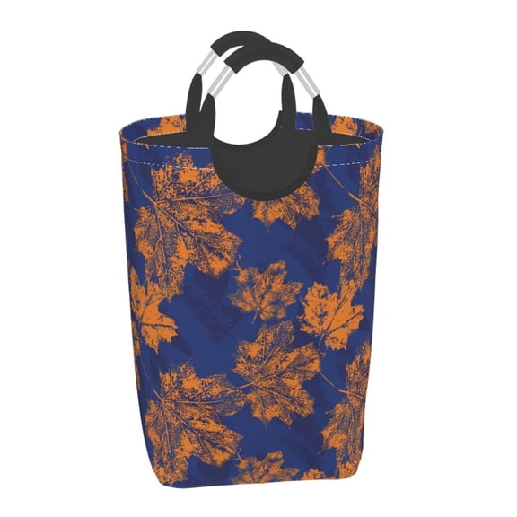 Xecao Golden Maple on Navy Blue for Laundry Basket,Collapsible Large Laundry Hamper,Wash Bag for Laundry Room, Rolling Laundry Basket with Handles