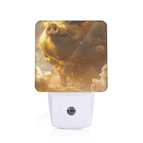 Xecao Golden Pig Cloud Fantasy for Night Light - a Wall-mounted LED Fixture with A Dusk-to-dawn Sensor, Ideal for Bedrooms, Bathrooms, Hallways, and Kitchens-UK