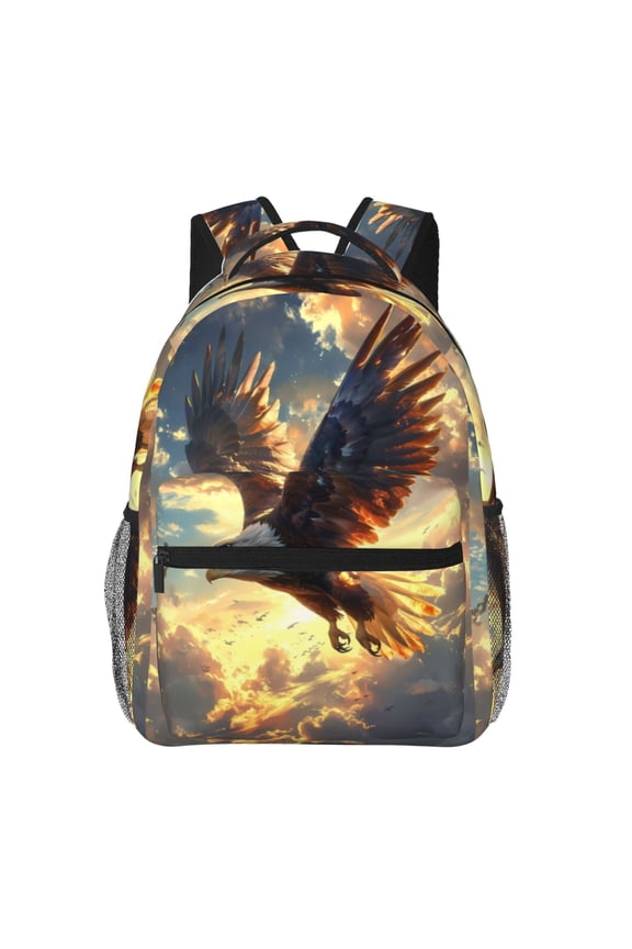 Golden Sky Bald Eagle Backpack, a stylish and functional choice for both men and women, is the perfect basic bookbag for college, work, or travel