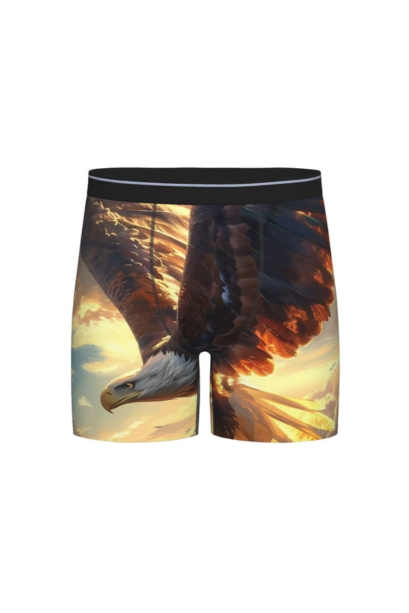 Golden Sky Bald Eagle Print Boxer Briefs for Men's Stretch Moisture-Wicking Underwear, Mid-Rise Classics breathable fabric