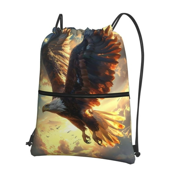 Xecao Golden Sky Bald Eagle for Drawstring Bags,Pull String Backpack Bags,String Bag Sackpack