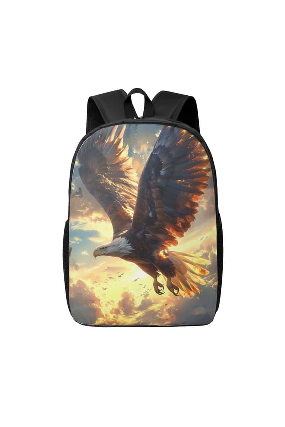 Golden Sky Bald Eagle print Travel Backpack, Large Computer Backpack for Men Women, College School Rucksack Book Bag