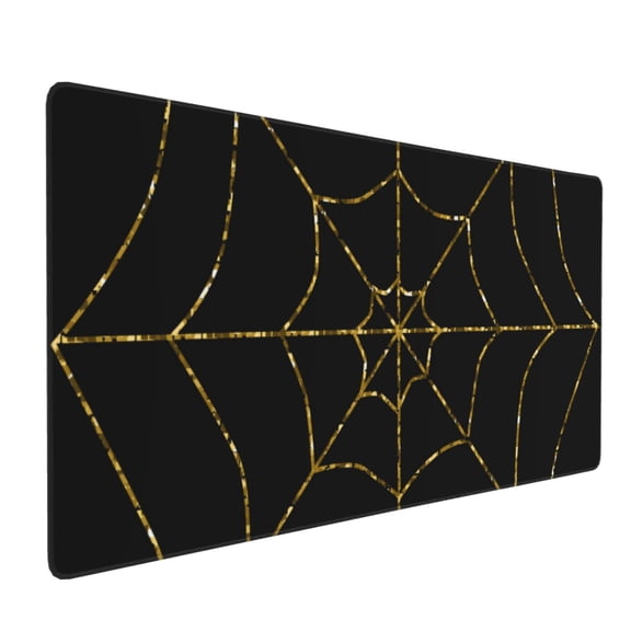 Xecao Golden Spider Web Print Large Mouse Pad, 16x35.5in Mousepad, Professional Non-Slip Rubber Base Big Mouse Pad, Mouse Pad for Gaming & Office Full Desk Mouse Pad