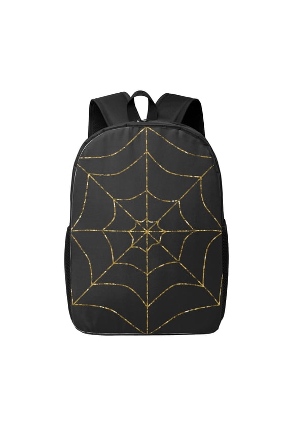 Golden Spider Web print Travel Backpack, Large Computer Backpack for Men Women, College School Rucksack Book Bag