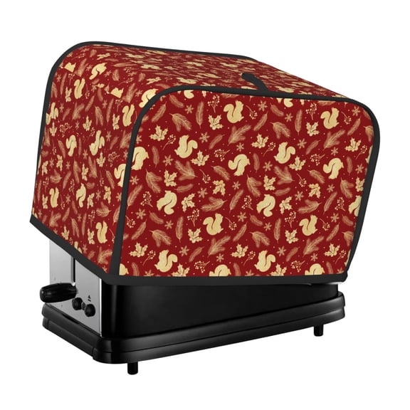 Xecao Golden Squirrels Holiday Print 2 Slice Toaster Cover with Pockets, Small Appliance Cover, Dust and Fingerprint Protection, Machine Washable