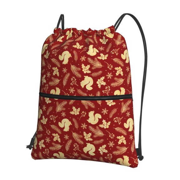 Xecao Golden Squirrels Holiday for Drawstring Bags,Pull String Backpack Bags,String Bag Sackpack