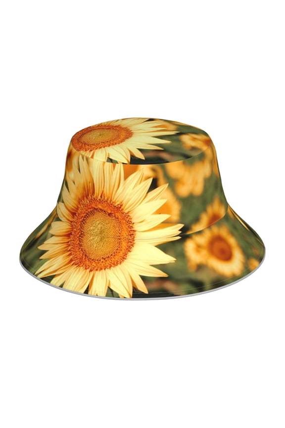 Golden Sunflower In Field Print Men and Women Night Reflective Hat Runner Cap Visor Bucket Hat Boonie Cap