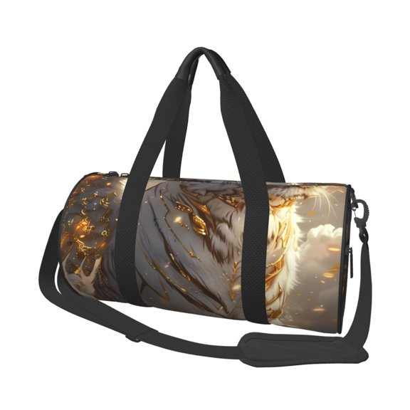 Xecao Golden White Tiger Print Travel Duffle Bag, Bag Carry On Tote Bags for Women, Travel Sport Gym Bag for Men, Hospital Bag for Labor and Delivery