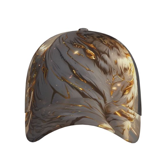 Xecao Golden White Tiger for Baseball Cap: Unisex, crafted from classic polyester twill fabric, featuring a soft unconstructed design