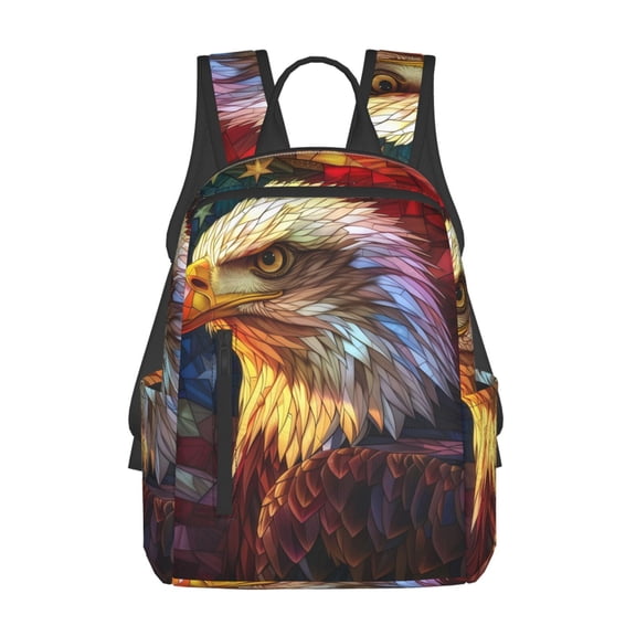 Xecao Geometric American Bald Eagle print Backpack For women men Aesthetic Lightweight Travel Daypack Simple Cute Backpack For Bookbag