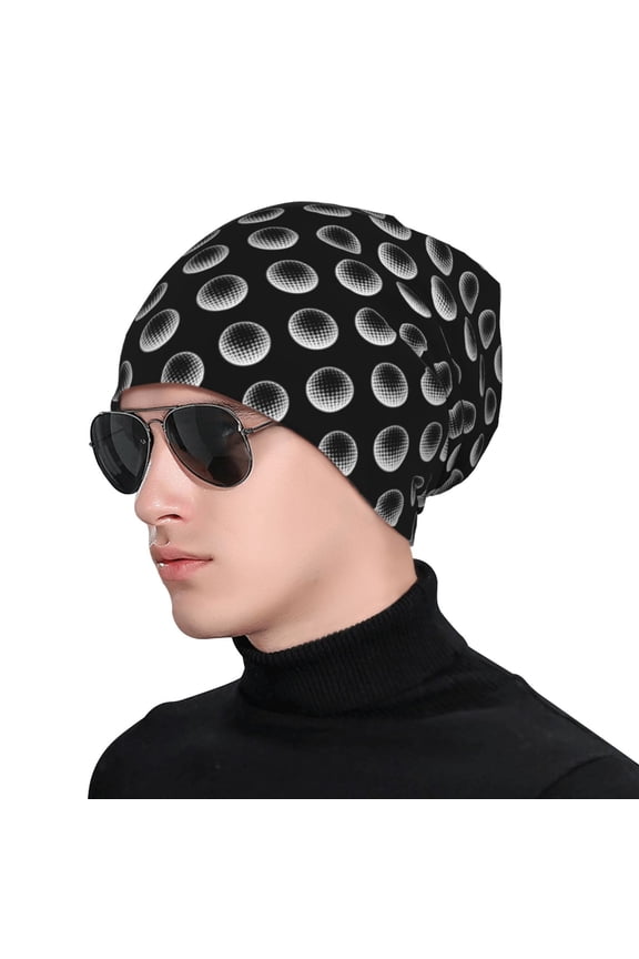Golf Balls Print Beanie Knitted Hat for Men Women, Winter Fashion Knit Cuffed Caps Unisex