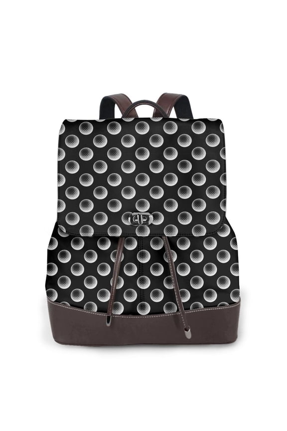 Golf Balls Print Large Backpack Soft Leather for Women Travel with Compartment, Adjustable Convertible Strap