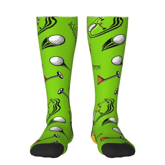 Xecao Golf Sport Club print thigh-high socks, crafted for both men and women with a stretchy, high-opaque design perfect for daily wear