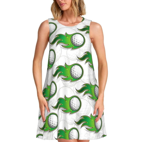 Xecao Golf balls for Summer Dresses for Women Casual Sundresses Beach Cover Ups Sleeveless Tshirt Swing Dress with Pockets