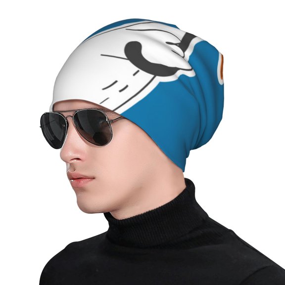Xecao Goose Holding an Umbrella Print Beanie Knitted Hat for Men Women, Winter Fashion Knit Cuffed Caps Unisex