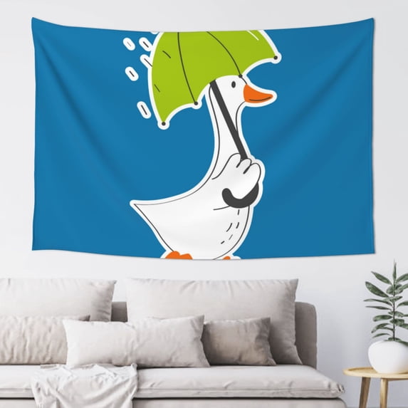 Xecao Goose Holding an Umbrella Print Tapestry, Wall Hanging Room Funny Decor, Backdrop Room Decor for Bedroom Living Room dormitory