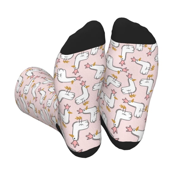 Xecao Goose Queen Print Crew Socks for Men and Women, Men's Soft Moisture-wicking Sock