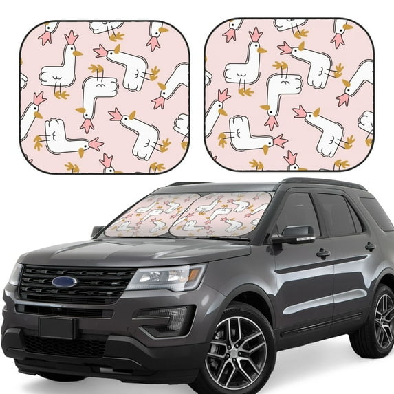 Xecao Goose Queen for Foldable Car Sun Shades (2-Pack) offer sun protection with an easy-fold design for convenient windshield shading.
