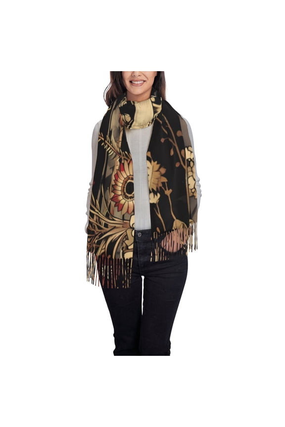 Gothic Eastern Floral Skull Pattern Womens Winter Scarf Fall Scarf Oversized Large Scarf for Women Warm Shawl Wrap