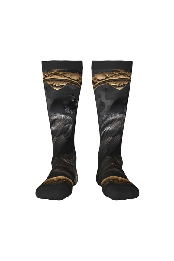 Gothic Raven Portrait Print Compression Socks for Both Men And Women for Running, Travel, Flight, Nurse