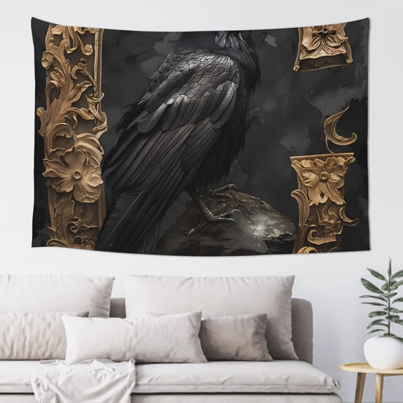 Xecao Gothic Raven Portrait Print Tapestry, Wall Hanging Room Funny Decor, Backdrop Room Decor for Bedroom Living Room dormitory