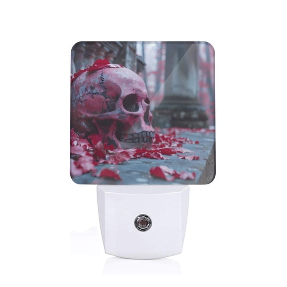 Xecao Gothic Red Skull Cemetery for Night Light - a Wall-mounted LED Fixture with A Dusk-to-dawn Sensor, Ideal for Bedrooms, Bathrooms, Hallways, and Kitchens-EU