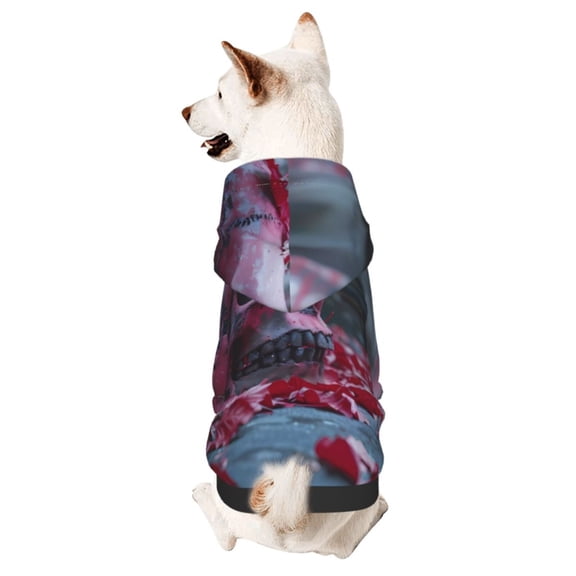 Xecao Gothic Red Skull Cemetery Pattern Sweatshirts Winter Pet Dog Hoodie Puppy Coat Dog Sweaters Dog Clothes with Hat Dog Clothes Costume Outfit,Small Pets Wear-Large