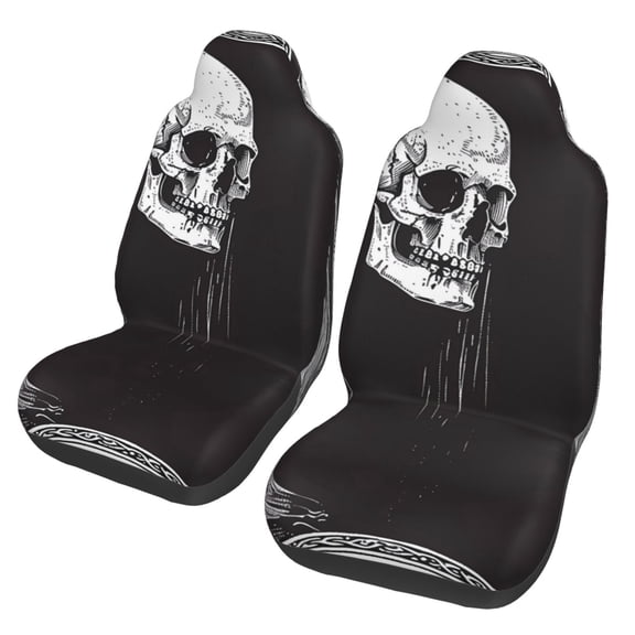 Xecao Gothic Skull Drape Print Car Seat Cover in That Fits Most Cars, Vans, SUVs, and Trucks.
