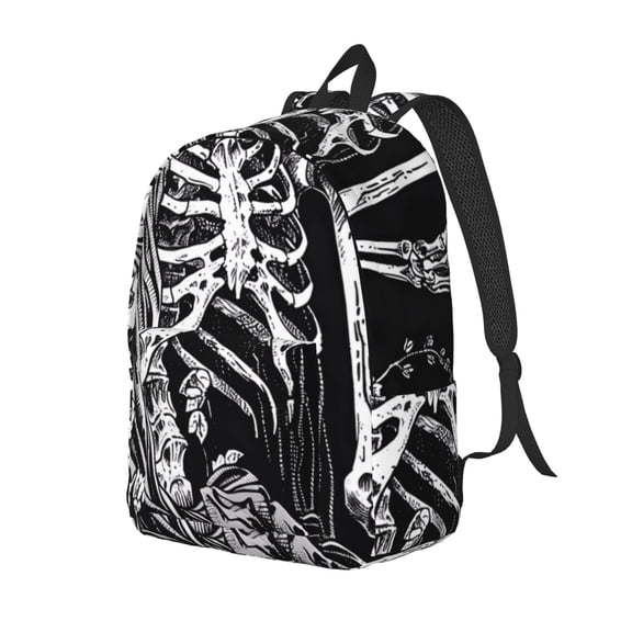 Xecao Gothic Skull Floral Art for Canvas College Laptop Backpack, a Durable Rucksack for Both Men and Women, ideal for travel, school, and daily use Bag-Small