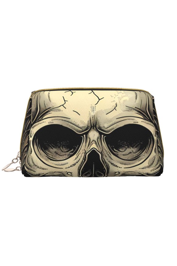 Gothic Winged Skull Print Fashion Makeup PVC Bag Large Capacity Travel Cosmetic Bag for Women Organizer Toiletry Clutch